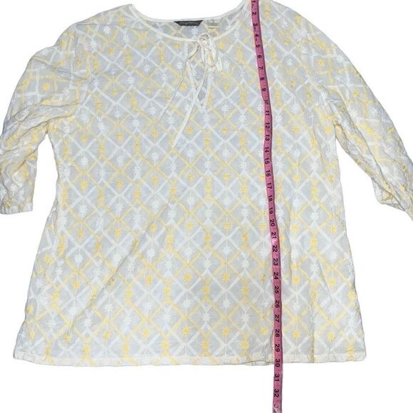 Tommy Bahama Cotton Embroidered Tunic Top White Yellow Coastal Sz XL X-Large - Picture 5 of 7